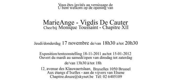 EXPOSITION AU CHAPITRE XII – MarieAnge en Vigdis De Cauter - verso